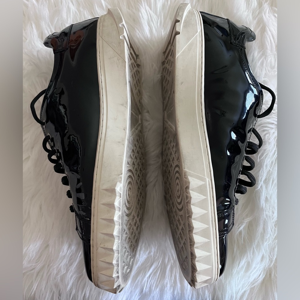 Salvatore Ferragamo Men’s 11.5 Cube 2 Black Patent Leather Sneakers - Picture 6 of 16